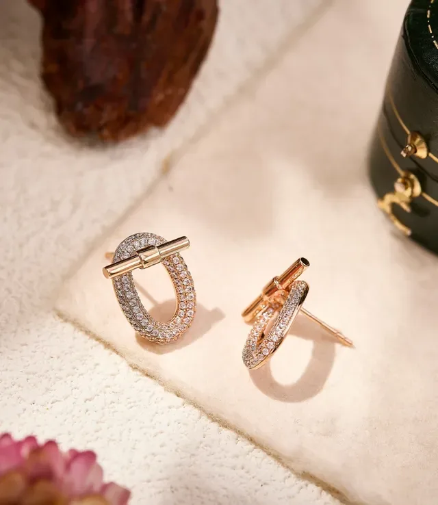 Pavé-Set Dual Hoop Toggle Earrings 7