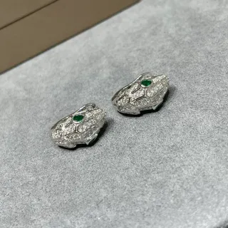 Pavé-Set Geometric Scale Motif Green Gemstone Clip-On Earrings