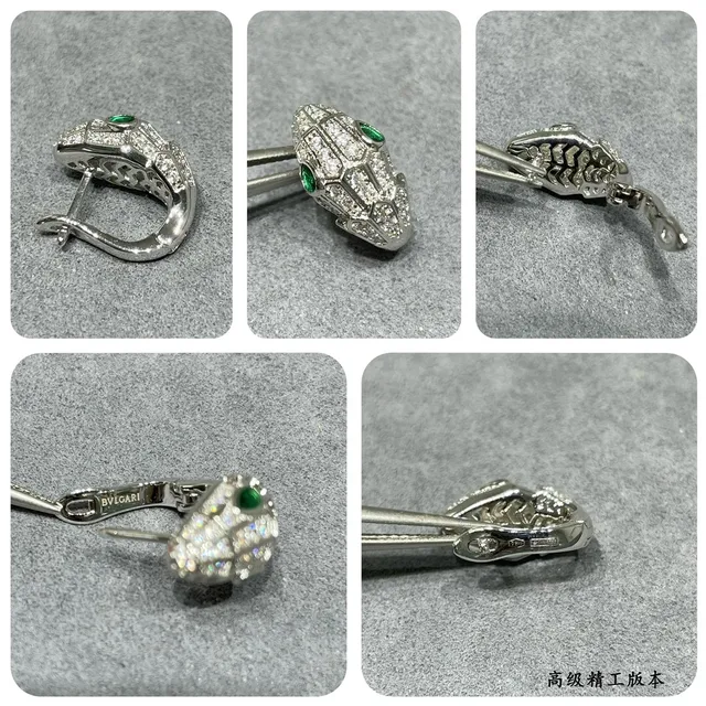 Pavé-Set Geometric Scale Motif Green Gemstone Clip-On Earrings 3