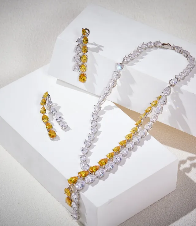 Pear-Shaped Stone Gradient Y-Drop Necklace 8