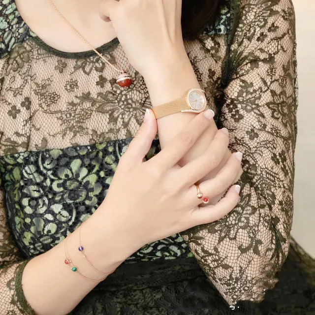 Piaget Gold Green Fine Chain Cabochon Gemstone Bracelet 9