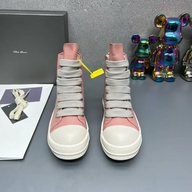 Pink and White High-Top Side-Zip Sneakers 3