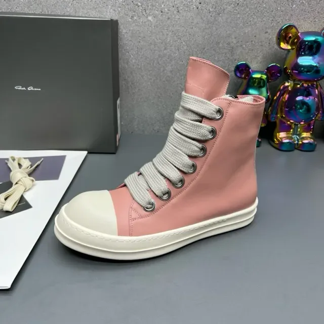 Pink and White High-Top Side-Zip Sneakers 4