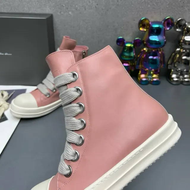 Pink and White High-Top Side-Zip Sneakers 5
