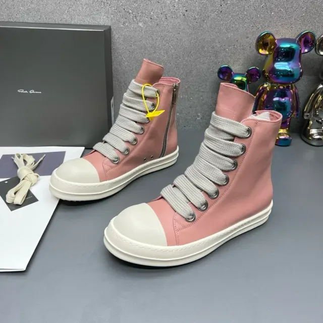 Pink and White High-Top Side-Zip Sneakers 7