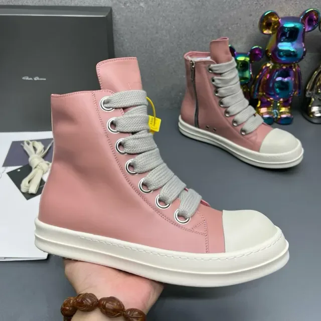 Pink and White High-Top Side-Zip Sneakers 8