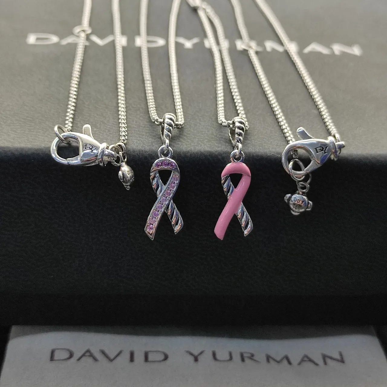 Pink Gemstone Ribbon Pendant Necklace 4