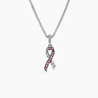 Pink Gemstone Ribbon Pendant Necklace 9