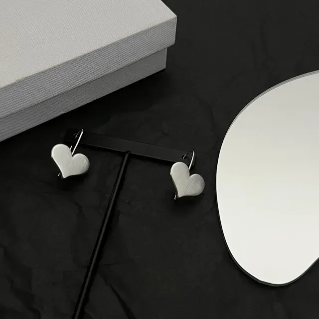 Polished Silver Heart-Shaped Wire Hook Earrings 4