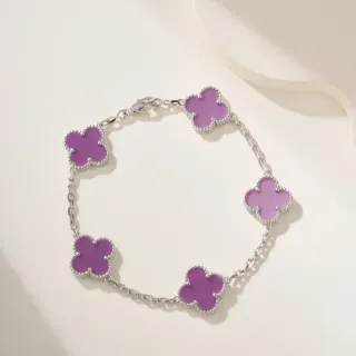 Purple Enamel Clover Charm Bracelet