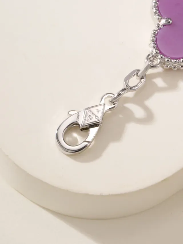 Purple Enamel Clover Charm Bracelet 3