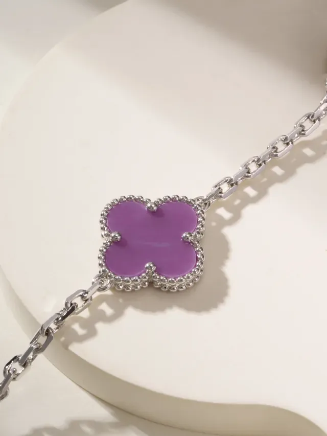 Purple Enamel Clover Charm Bracelet 4