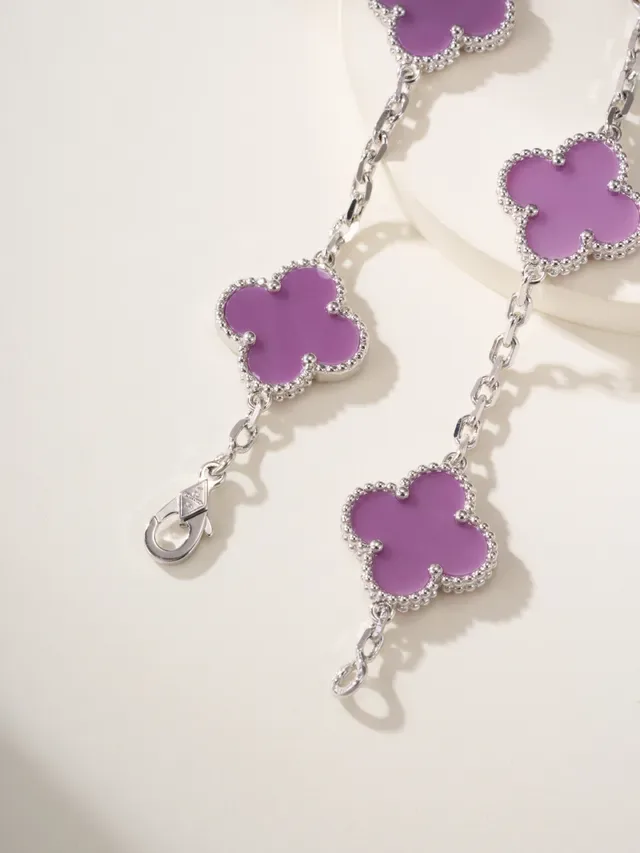 Purple Enamel Clover Charm Bracelet 5