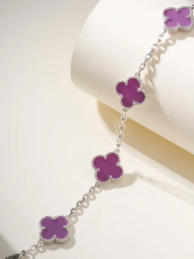 Purple Enamel Clover Charm Bracelet 6