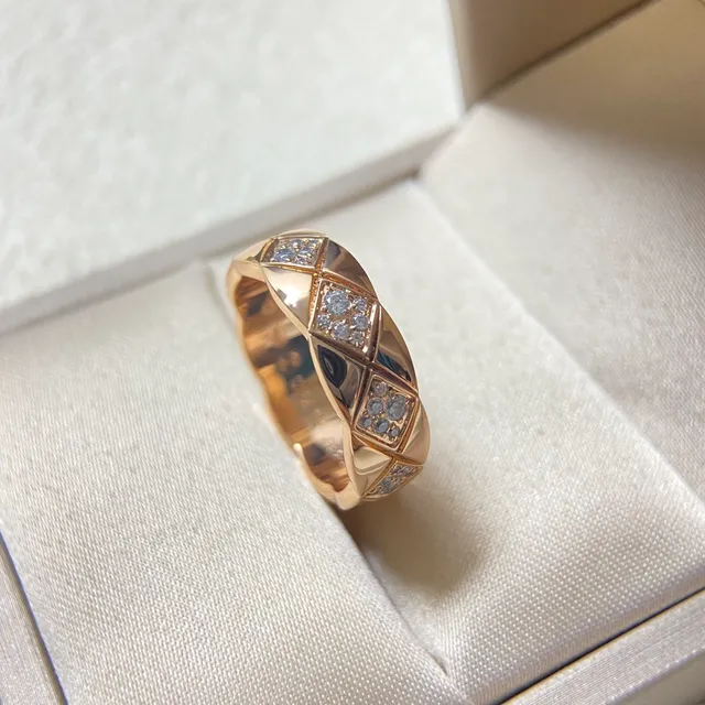 Quilted Pavé Diamond-Set Gold Tone Rings 5