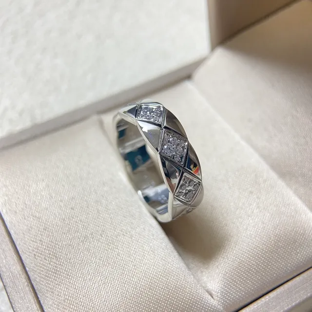 Quilted Pavé Diamond-Set Gold Tone Rings 6