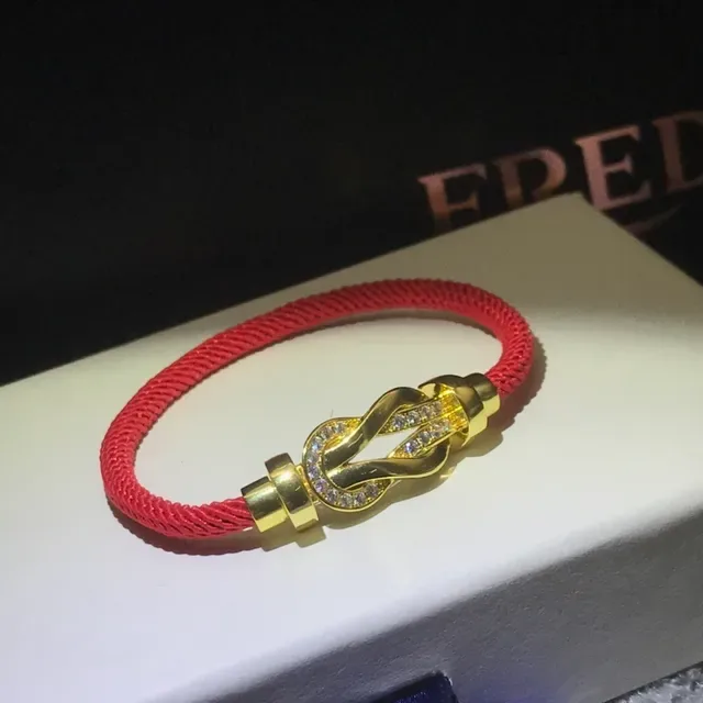 Red Black Braided Cord Knot-Style Metal Clasp Bracelet 6