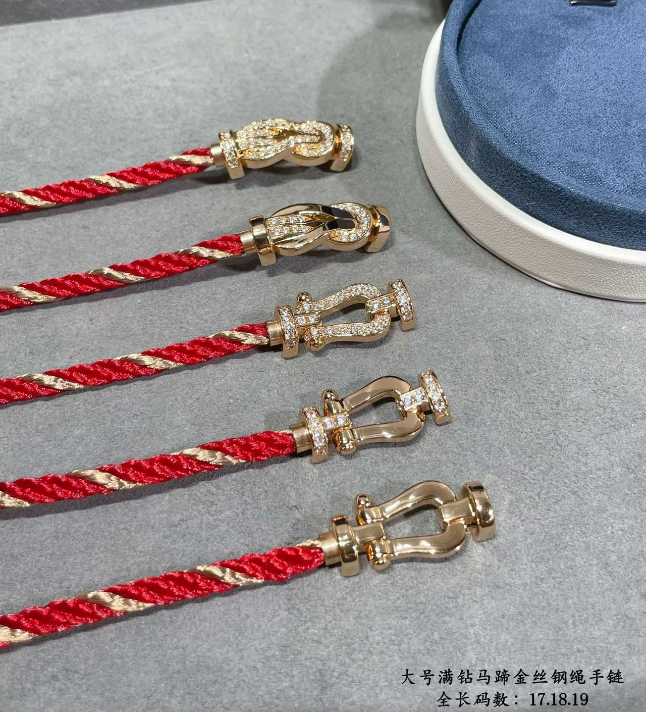 Red Braided Cord Gold-Tone Crystal Horseshoe Clasp Bracelet 2
