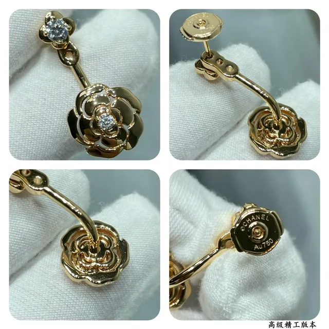 Rose-Gold Floral Crystal Drop Earrings 2