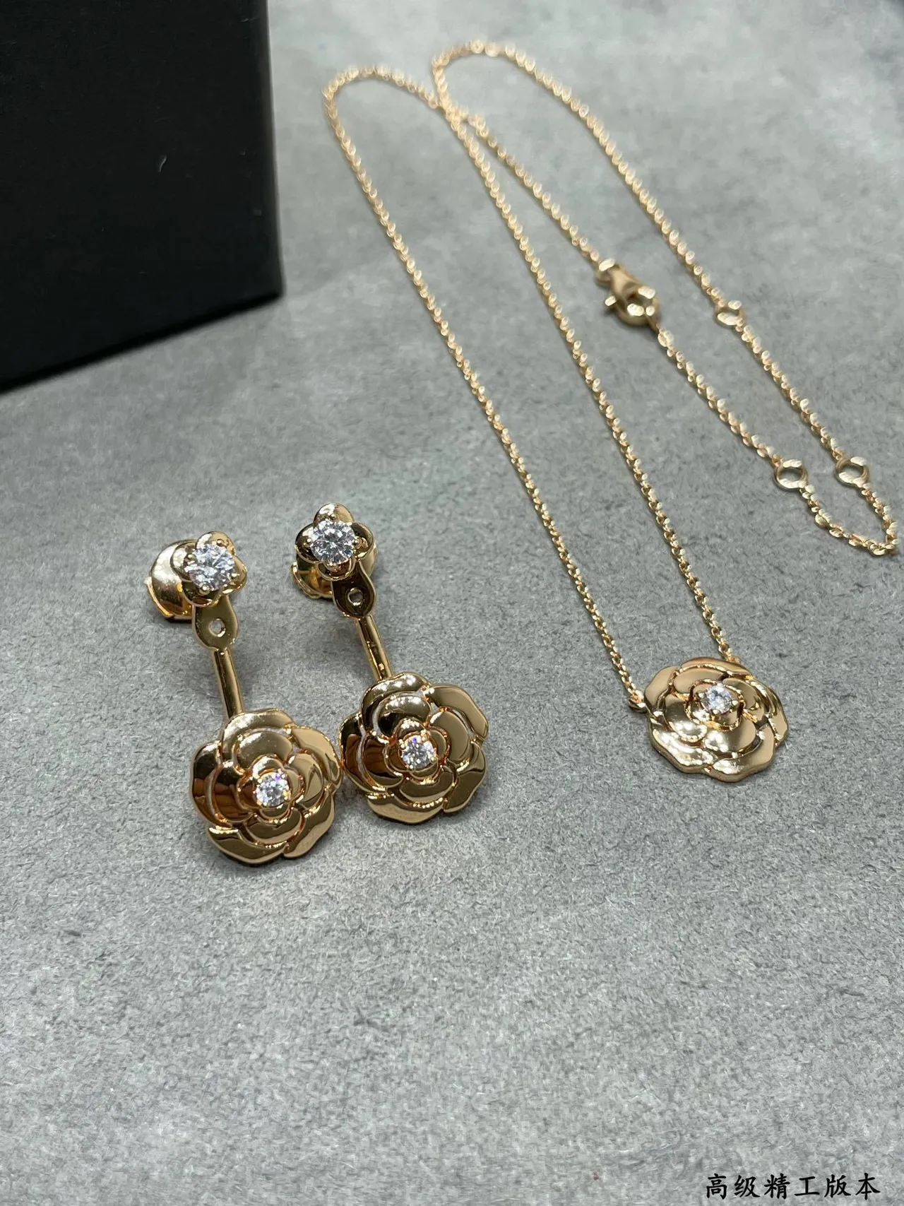 Rose-Gold Floral Crystal Drop Earrings 3