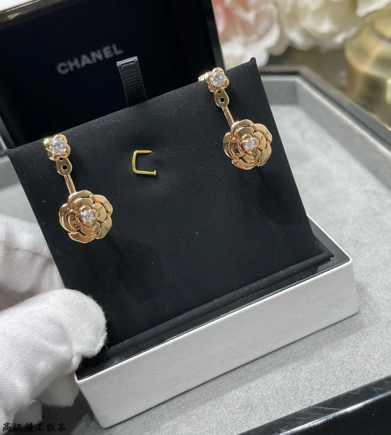 Rose-Gold Floral Crystal Drop Earrings 5