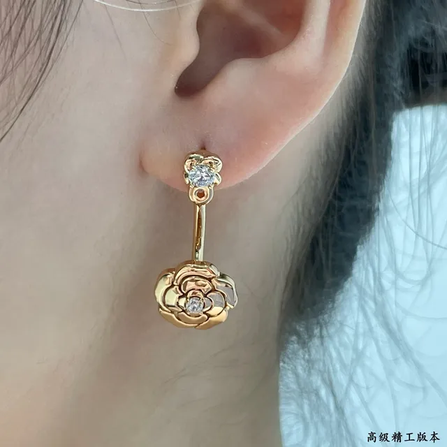 Rose-Gold Floral Crystal Drop Earrings 9