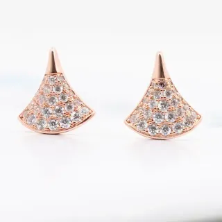 Rose Gold Pavé Fan-Shaped Stud Earrings