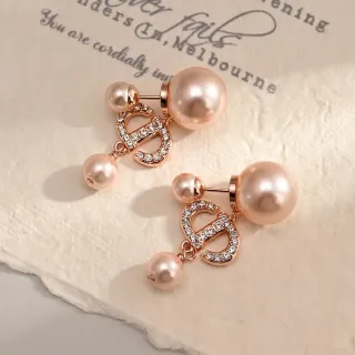 Rose-Gold Tone Crystal and Pearl Drop Earrings