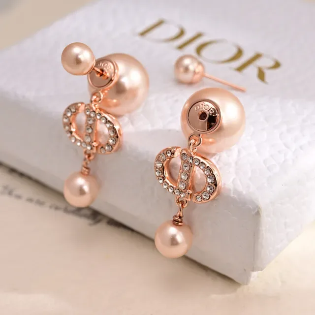 Rose-Gold Tone Crystal and Pearl Drop Earrings 4