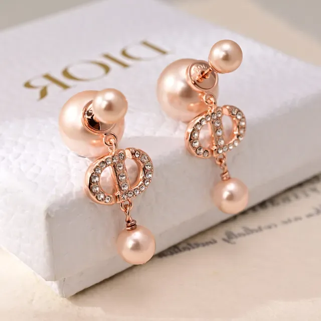 Rose-Gold Tone Crystal and Pearl Drop Earrings 5