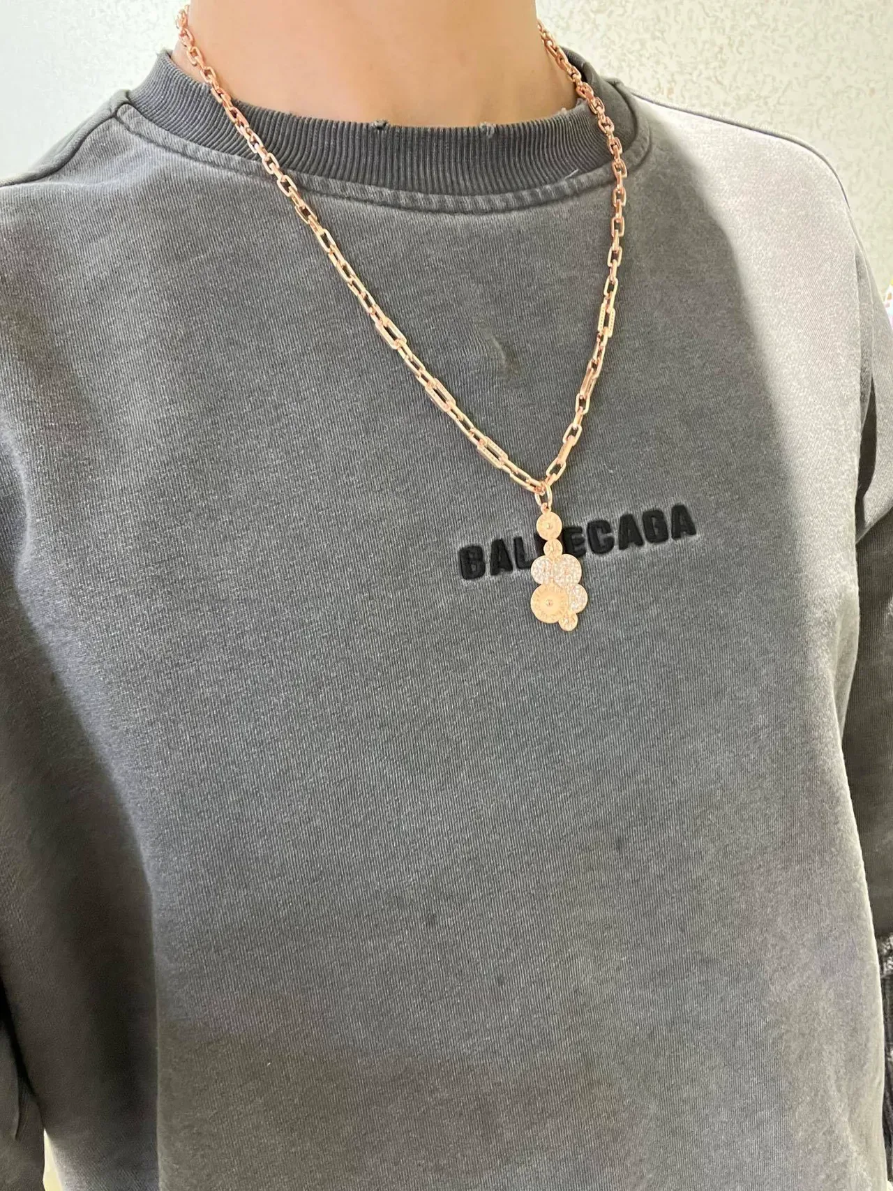 Rose Gold-Tone Pavé Link Chain Pendant Necklace 3