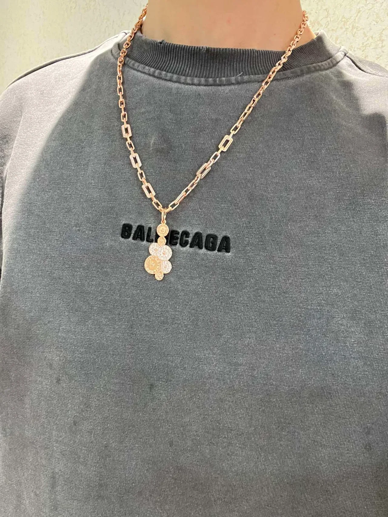 Rose Gold-Tone Pavé Link Chain Pendant Necklace 5