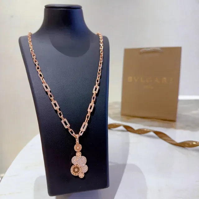 Rose Gold-Tone Pavé Link Chain Pendant Necklace 7