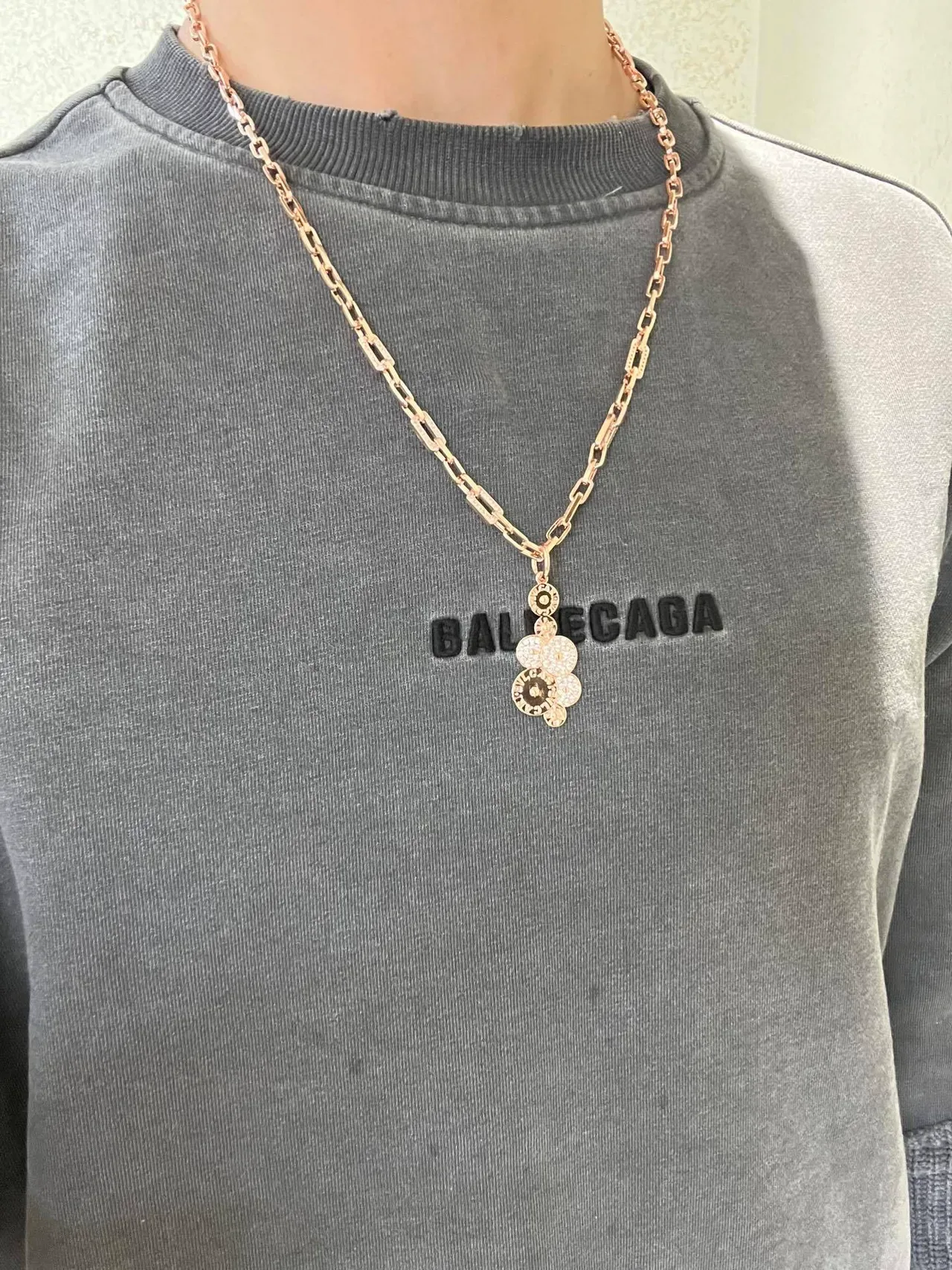 Rose Gold-Tone Pavé Link Chain Pendant Necklace 8