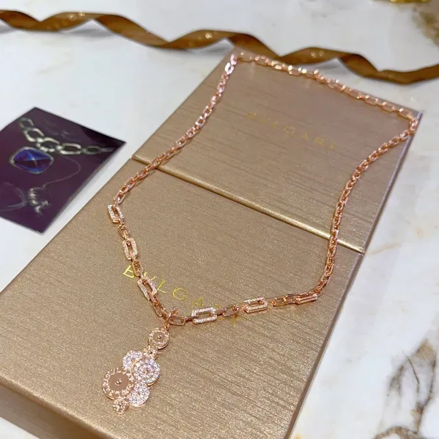 Rose Gold-Tone Pavé Link Chain Pendant Necklace 9