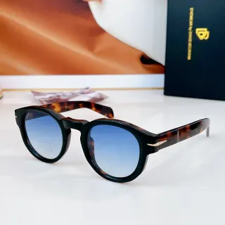 Round Acetate Frame Tortoiseshell Temple Blue Gradient Lens Sunglasses