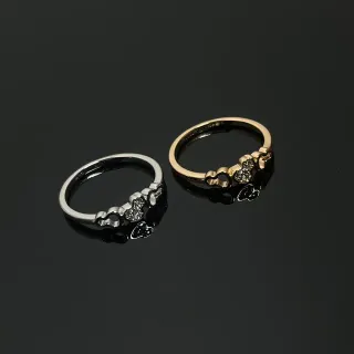 Silver and Gold Heart Link Pavé Stone Rings