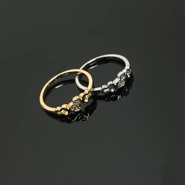 Silver and Gold Heart Link Pavé Stone Rings 2