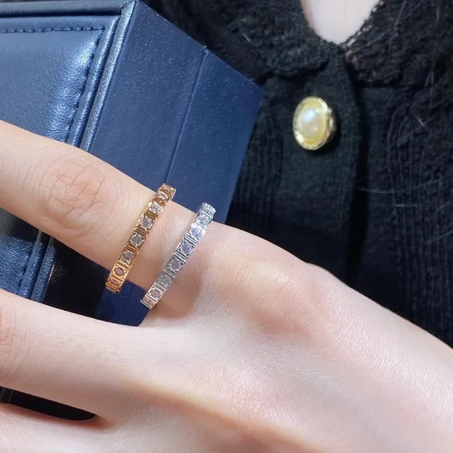 Silver and Gold Tone Channel-Set Diamond Stackable Rings 3