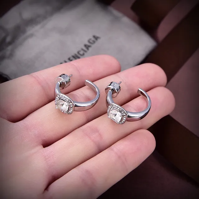 Silver and Gold Tone Cushion-Cut Pavé Halo Open Hoop Rings 3