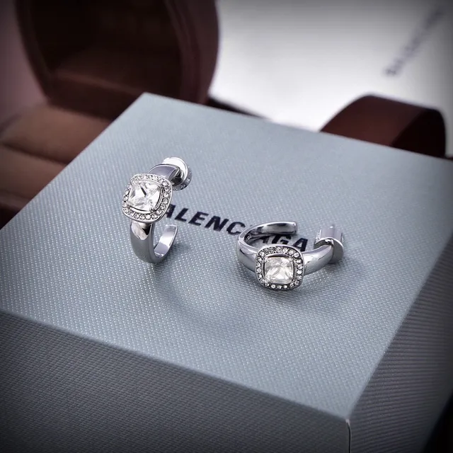 Silver and Gold Tone Cushion-Cut Pavé Halo Open Hoop Rings 5