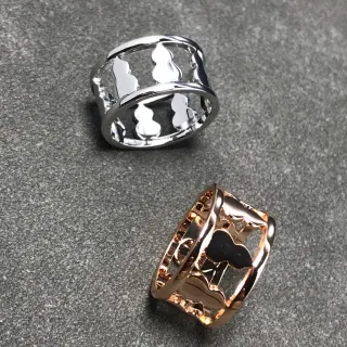 Anillos de plata y oro rosa con corte abierto y esmaltados
