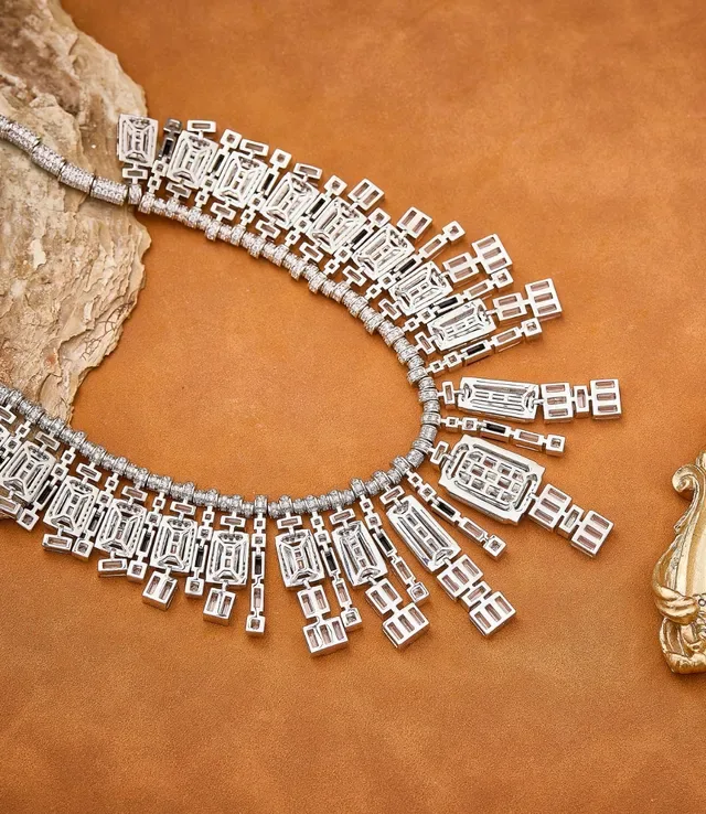 Silver Black Bib-Style Multi-Tiered Necklace 2