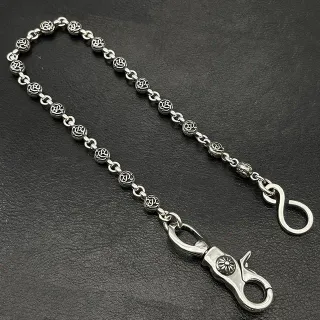Collier argent noir à maillons sphériques roses embossées polies