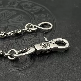 Silver Black Rose-Embossed Spherical Links Polished Necklace 7