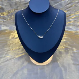 سلسلة فضية زرقاء ثلاث حجريات Pear-Cut قلادة