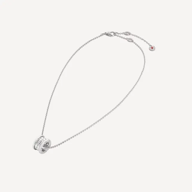 Silver Cylindrical Pyramid-Studded Pendant Necklace 10