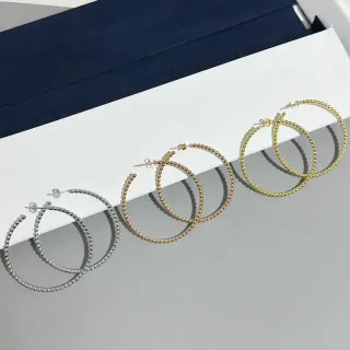 Silver Gold Beaded Surface Hoop Silhouette Earrings