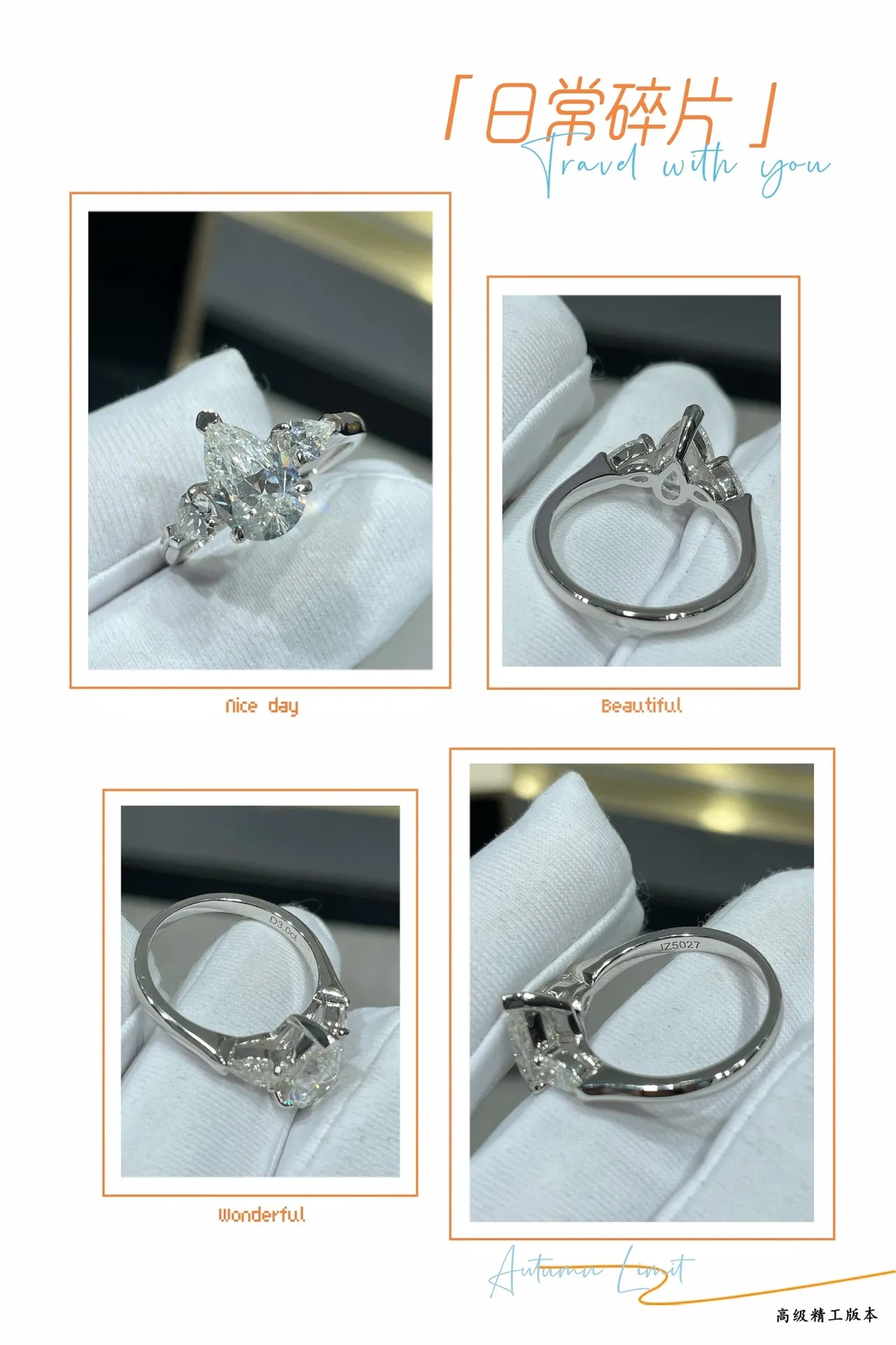 Silver Pear-Cut Center Stone Tapered Side Stones Ring 2