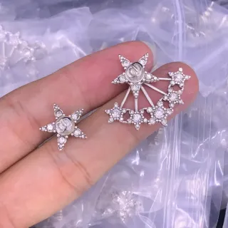 Silver-Tone Crystal Star Cluster Earrings